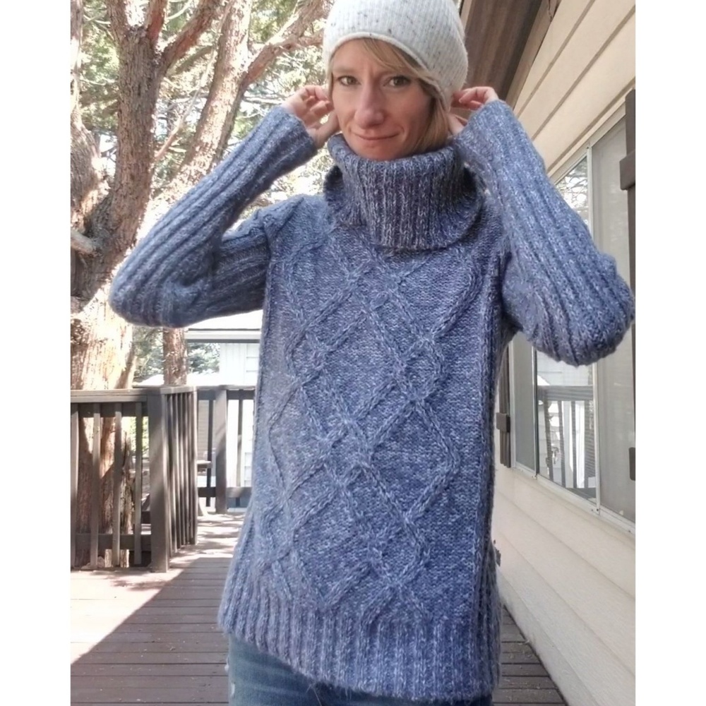 90s Cable Knit Cowl Neck Sweater